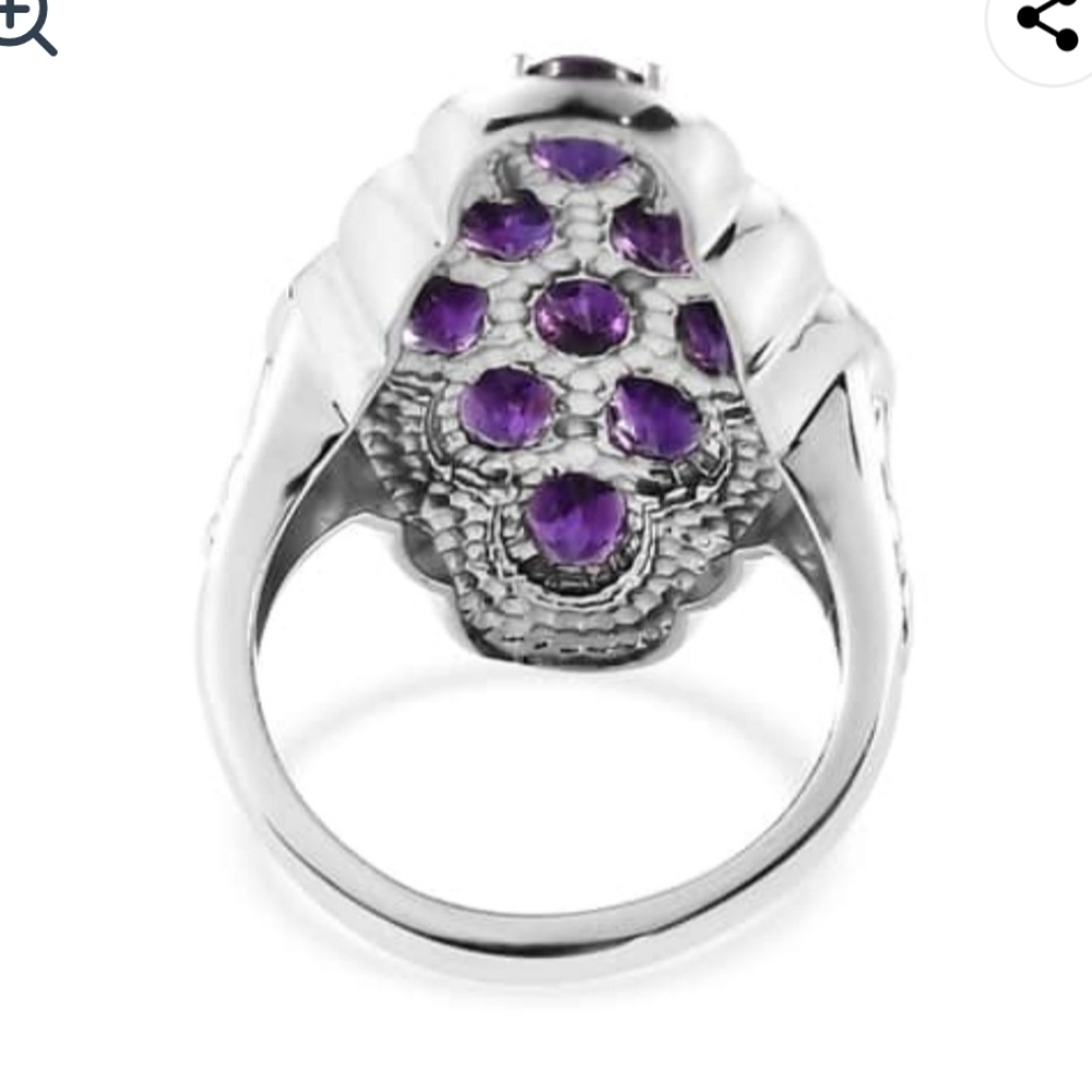 🆕️SIZE 6 GENUINE AMETHYST RING IN STAINLESS STEEL - FASHION RING - Picture 6 of 9
